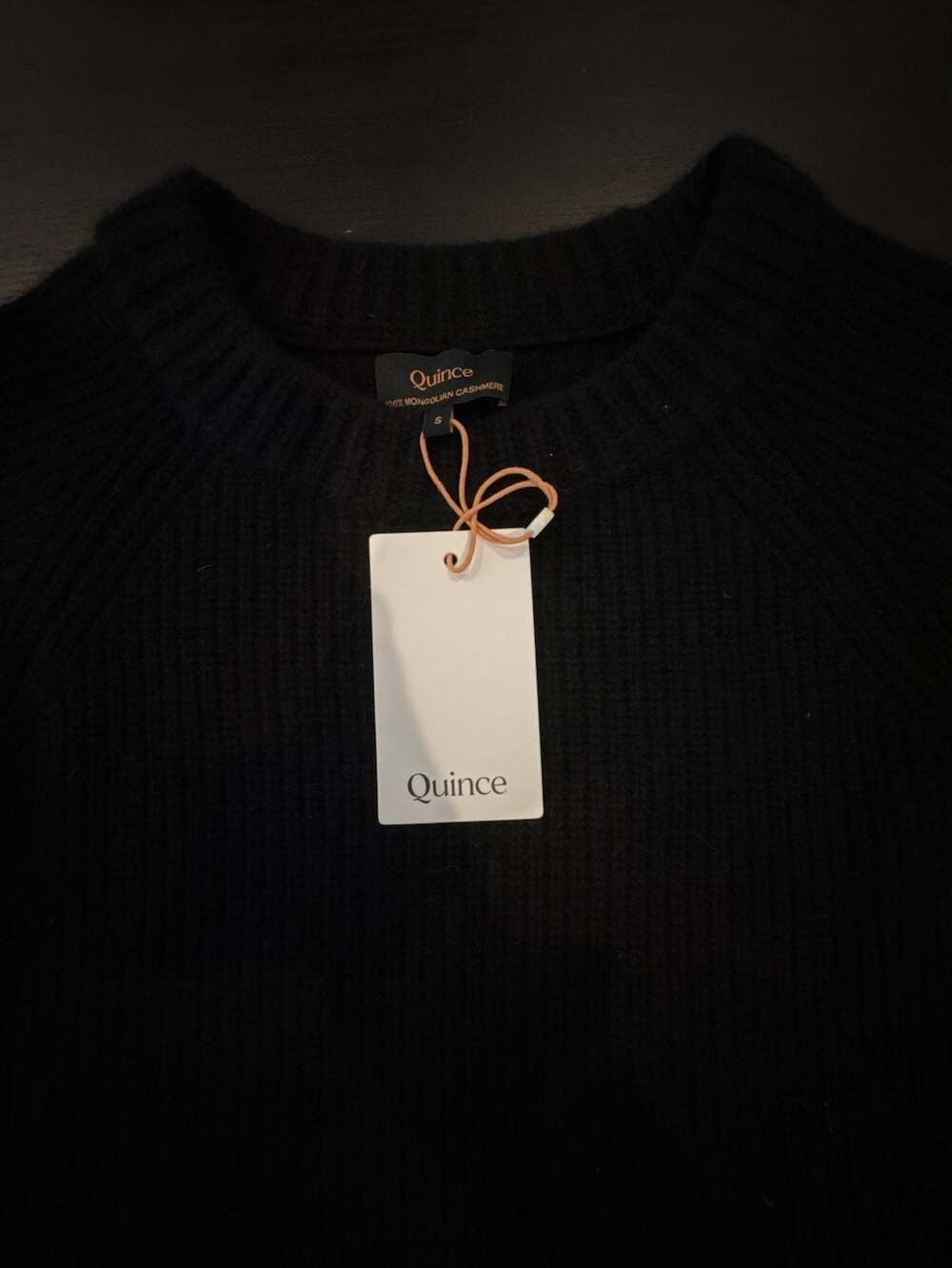 Quince 100% Cashmere Fisherman Black Rib Knit Crewneck Sweater Size S NWT